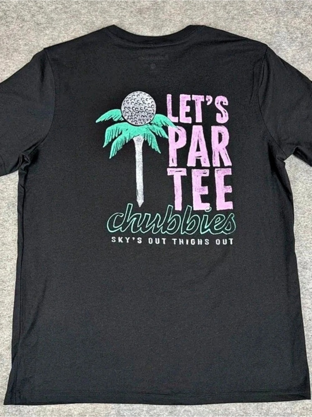 Chubbies The Lets Par Tee Graphic Tee in Black & Pink Size Large NWT